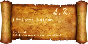Lőrinczi Kálmán névjegykártya